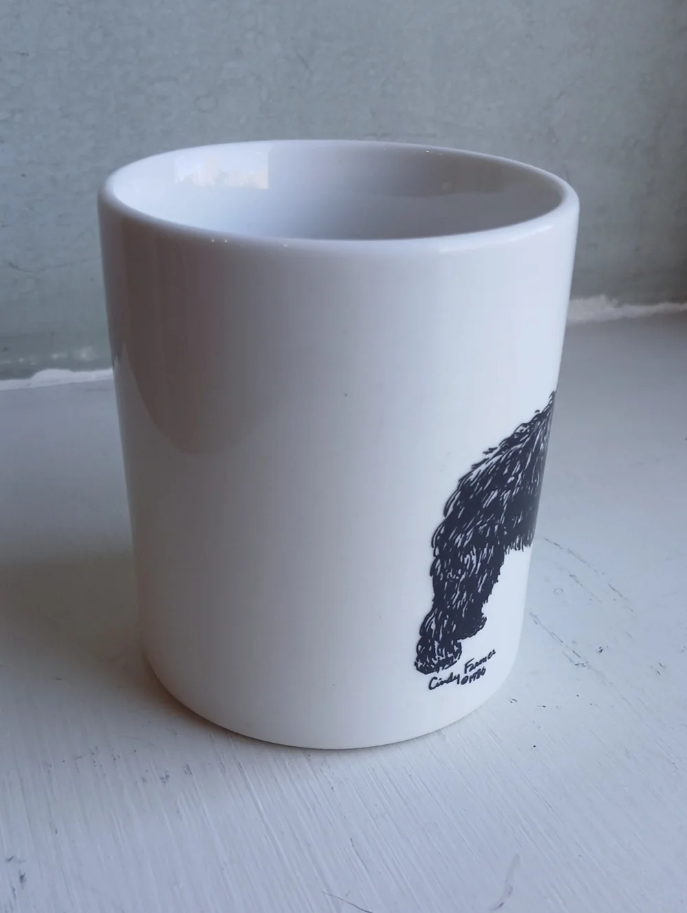 Vintage Briard Mug  singed Cindy Farmer 1986